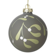 Elegant Mistletoe Christmas Bauble 8cm Hand-Painted Glass Ornament